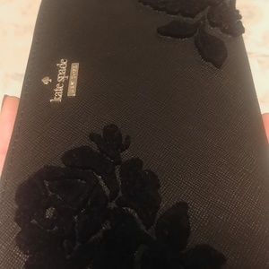 NWOT Kate Spade black velvet wallet